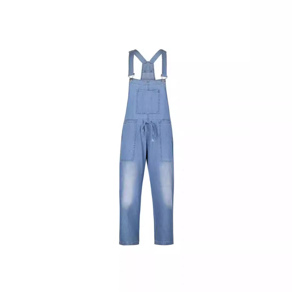 Fashionable Elastic Mid-Waist Jumpsuit Womens Pants