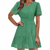 Womens Hollow-out Lace Short-sleeve Dress