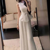 Pleated Vest And Wide-leg Pants Two-piece Set