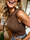 Women's Crew-neck Ribbed Stretchy Sleeveless Tank Top