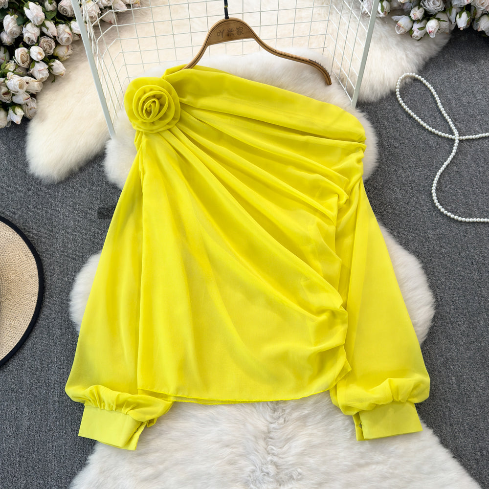 Loose-fitting Figure-flattering Chiffon Blouse For Women