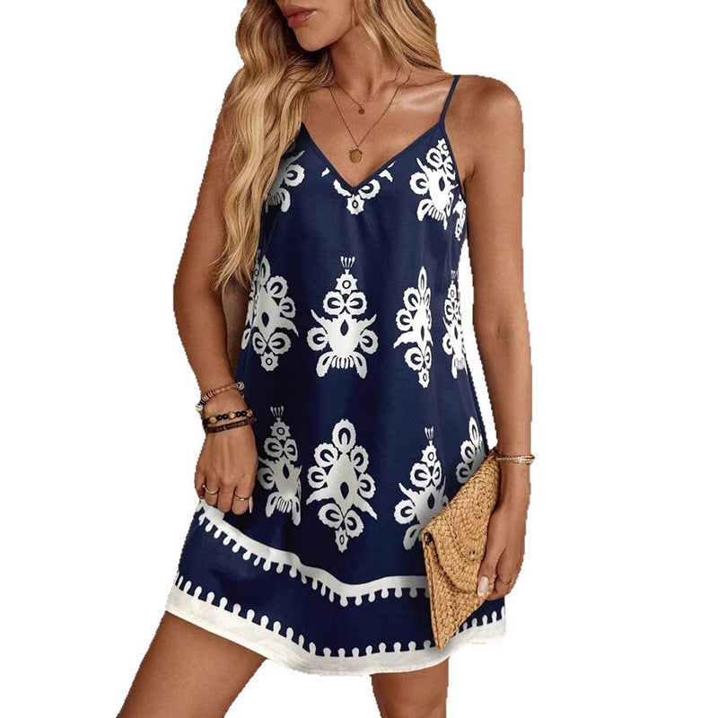 Womens Printed Striped Skirt Elegant Dress