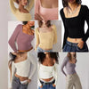 Square Neck Milk Silk Pullover Long Sleeves