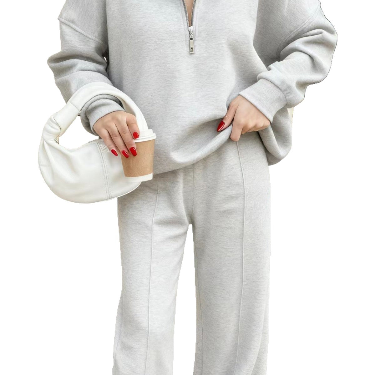 Womens Fashion Half-zip Pullover Hoodie And Pants