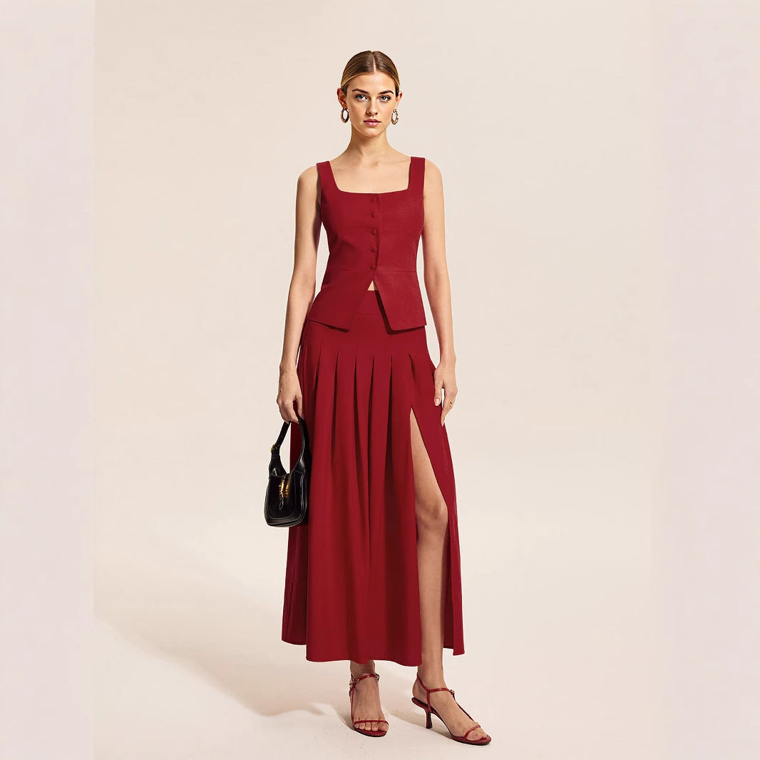Large A-line Hem Slit Skirt Suitable For Both Work And Casual Wear