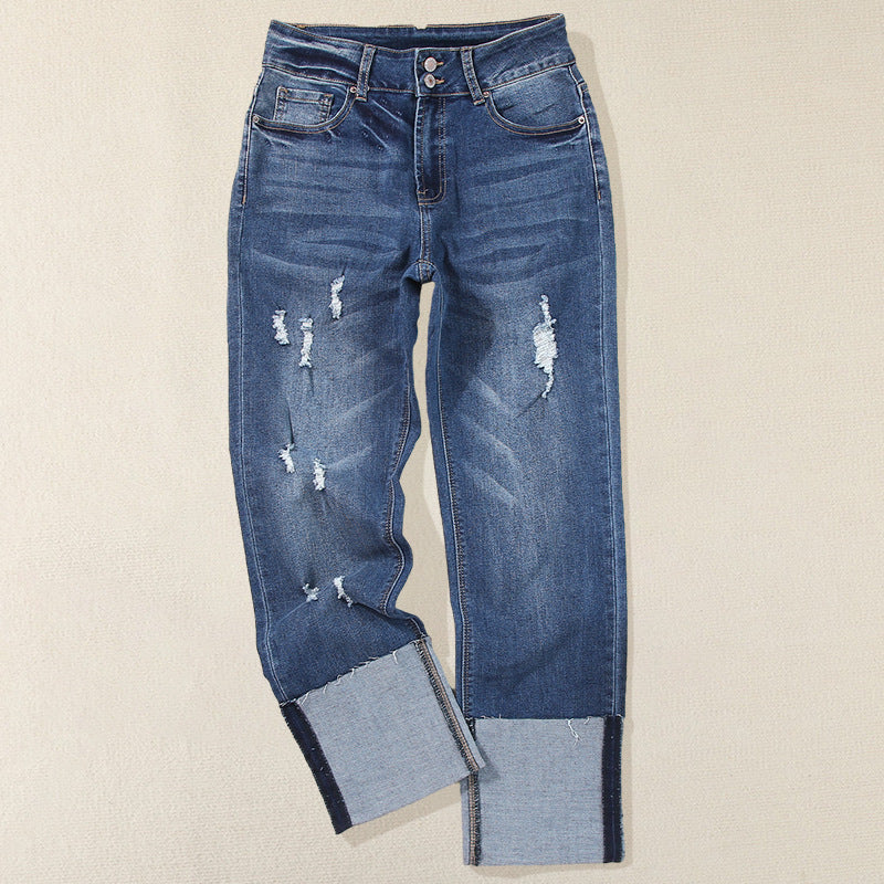 Harun Ankle-bite Ripped Cropped Pants For Women