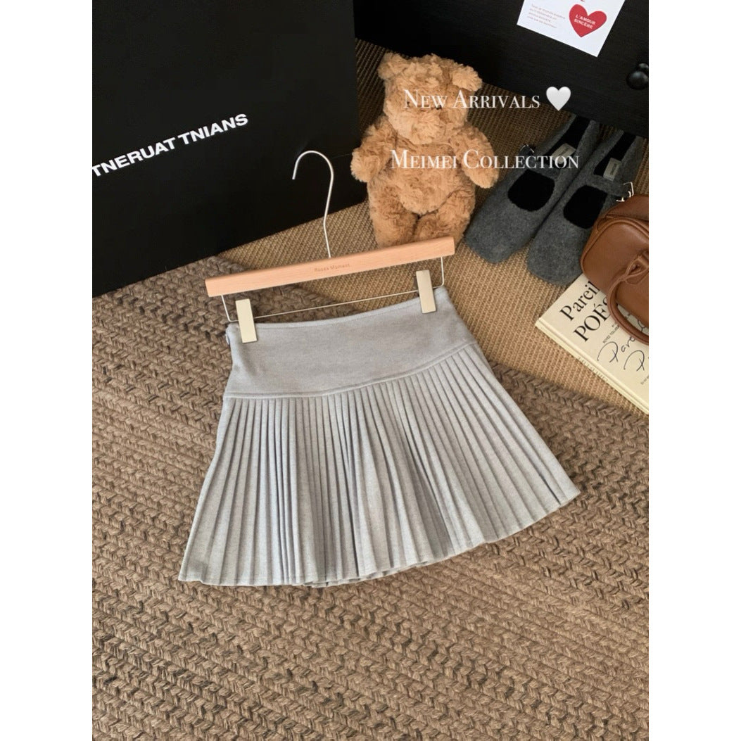 High-waisted Pleated A-line Loose Casual Short Skirt