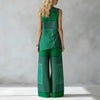 Lightweight Geometric Striped Sleeveless Top And Wide-leg Pants