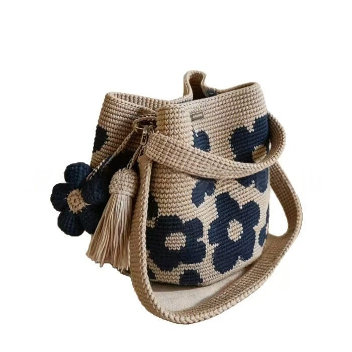 Hand-Crocheted Flower Tote Bag For Women