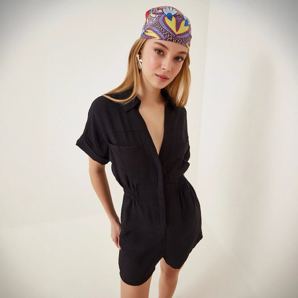 Workwear Jumpsuit Loose-fitting Figure-flattering Made Of Cotton And Linen