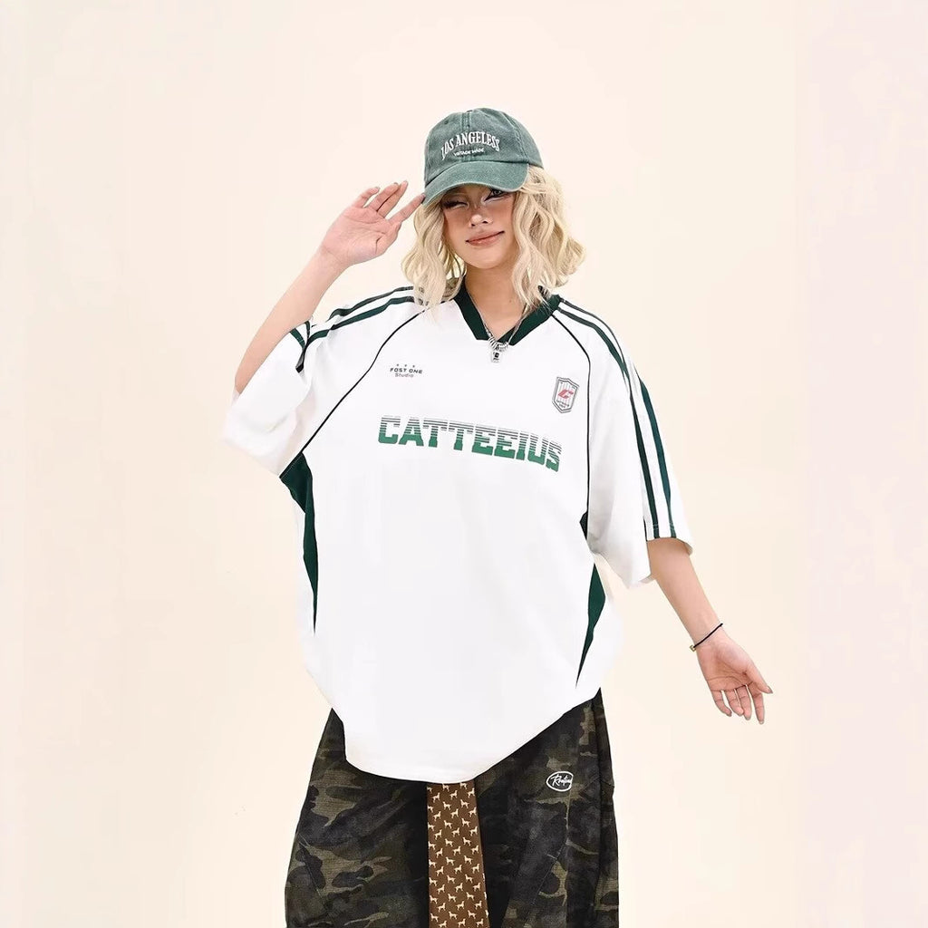 Retro Letter Short-Sleeve T-Shirt Women's Summer Sport