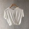 Knotted Cropped Loose-fitting Sporty Casual T-shirt