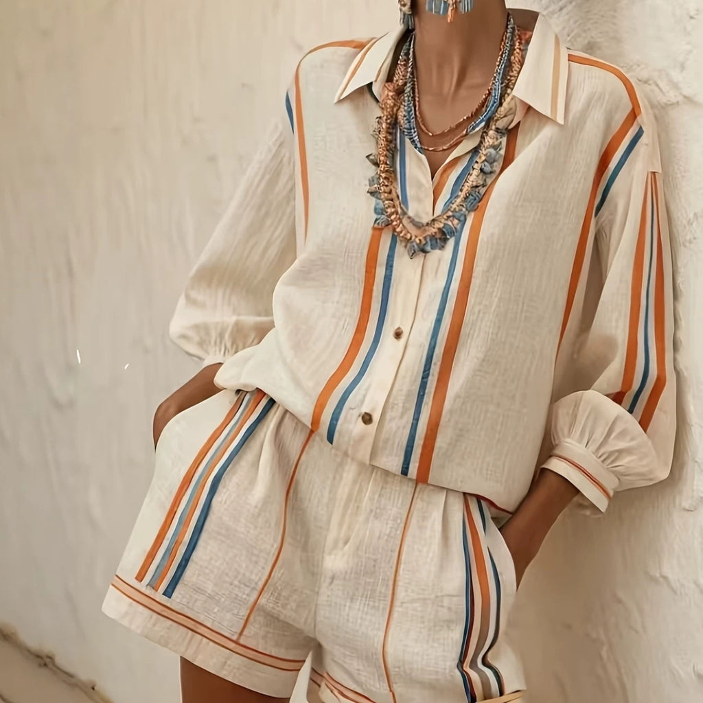 Printed Casual Shirt And Shorts Two-piece Set