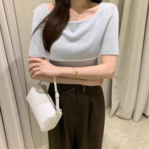 Elegant All Matching Short Sleeved Knitted Cardigan For Women