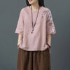 Summer Ethnic Style Embroidered Plus-Size Loose Fit Artistic Vintage Chinese Style T-Shirt