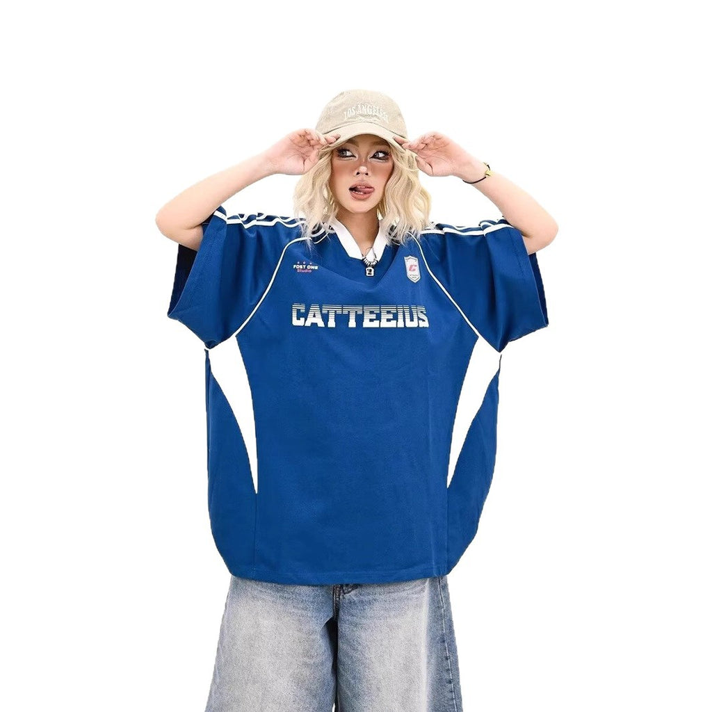 Retro Letter Short-Sleeve T-Shirt Women's Summer Sport