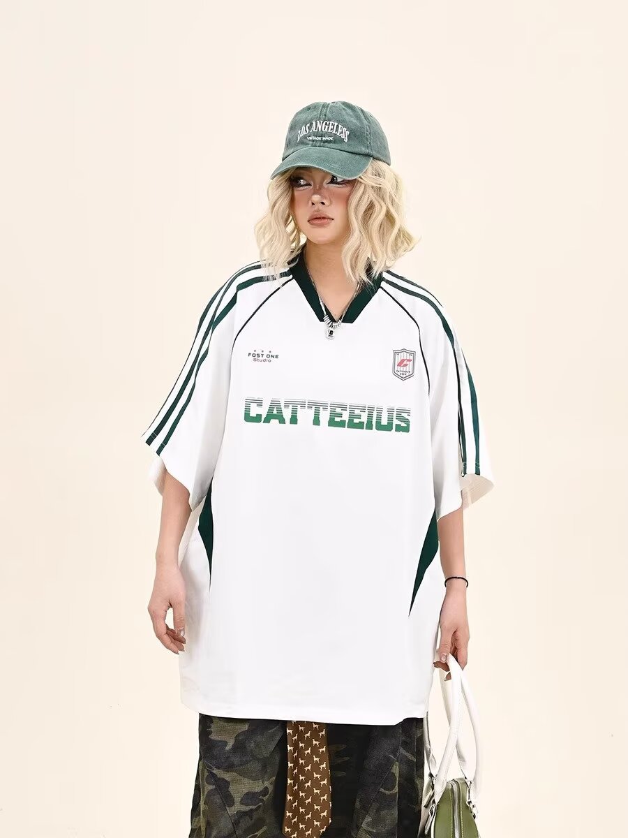 Retro Letter Short-Sleeve T-Shirt Women's Summer Sport